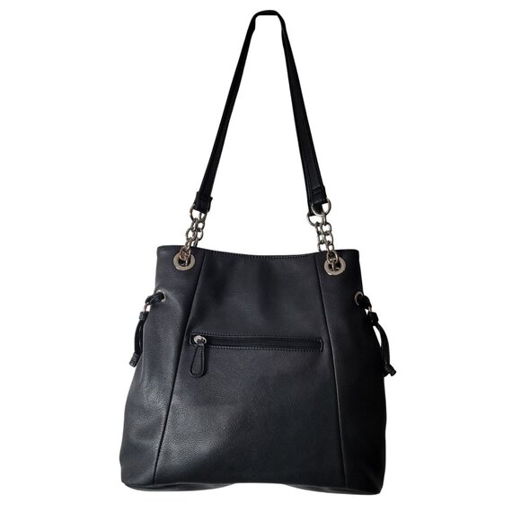 Nicole Miller Black Leather Shoulder Bag 12" X 12" X 4.5" With 12" Strap Drop Si - Picture 7 of 13